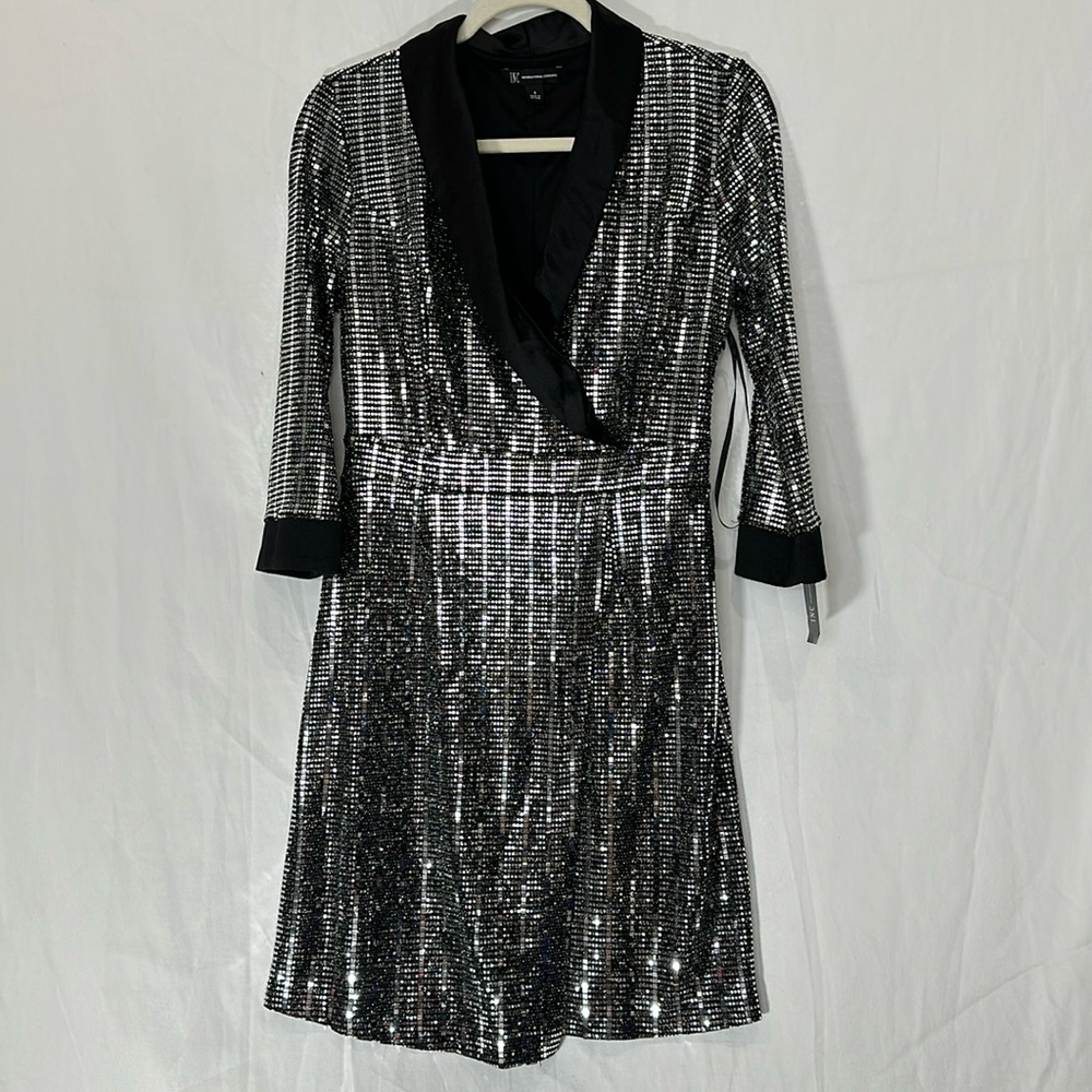 I.N.C. Mirror Ball Sequins Wrap Dress - size S.